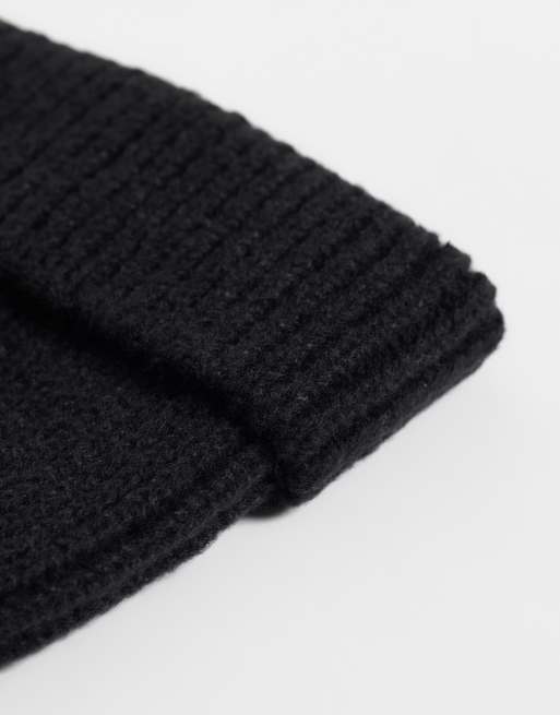 ASOS DESIGN czapka beanie z czesanego splotu w czerni, 2 z 3