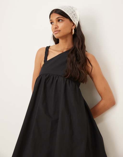ASOS DESIGN – Czarna asymetryczna sukienka mini ze skręconym ramiączkiem, 4 z 4