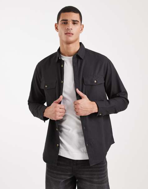 ASOS DESIGN cotton overshirt in black
