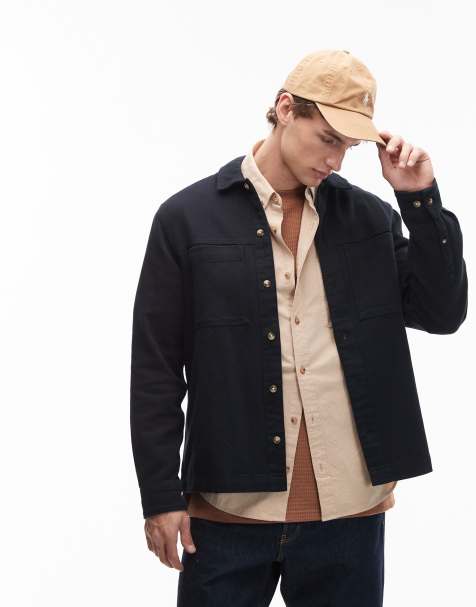 ASOS DESIGN heavyweight cotton twill overshirt in black