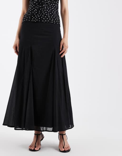 ASOS DESIGN – Czarna bawełniana spódnica maxi z godetami, 2 z 5