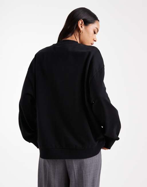 ASOS DESIGN – Czarna bluza dresowa oversize z licencjonowanym nadrukiem Oasis, 3 z 4
