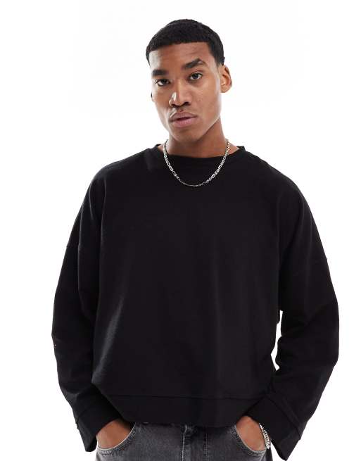 ASOS DESIGN – Czarna bluza o pudełkowym kroju extreme oversize z surowym wykończeniem
