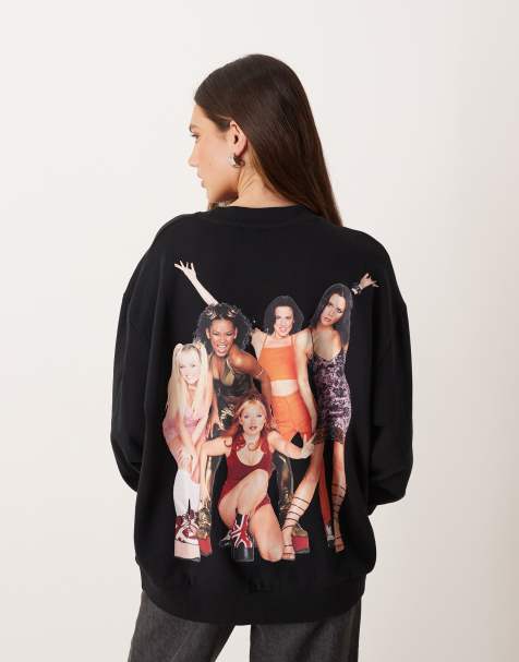 ASOS DESIGN oversized sweatshirt with Spice Girls print in black