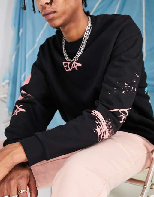 ASOS DESIGN – Czarna bluza oversize z nadrukami na plecach i rękawach, 4 z 4