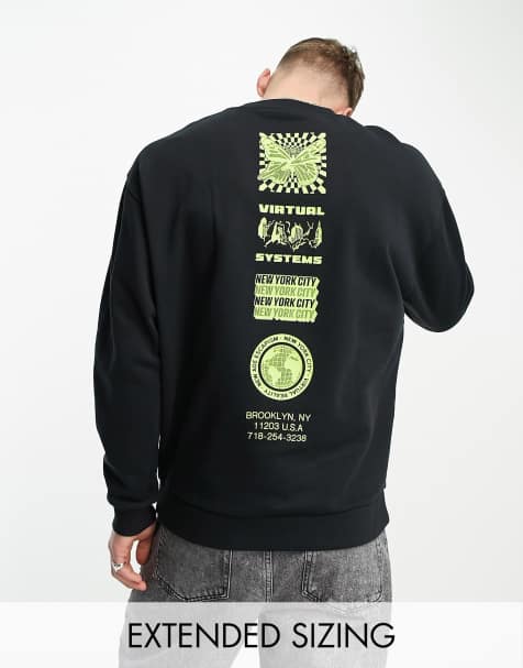 ASOS DESIGN – Czarna bluza z nadrukiem na piersi i wzdłuż kręgosłupa - view 1
