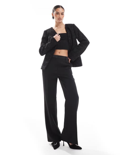 ASOS DESIGN – Czarna brokatowa kurtka z dzianiny boucle, 2 z 4