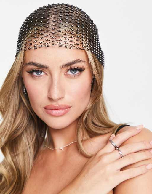 ASOS DESIGN – Czarna chusta na głowę zdobiona strasami
