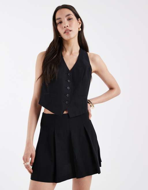 ASOS DESIGN – Czarna dopasowana kamizelka z dekoltem typu halter, 4 z 4