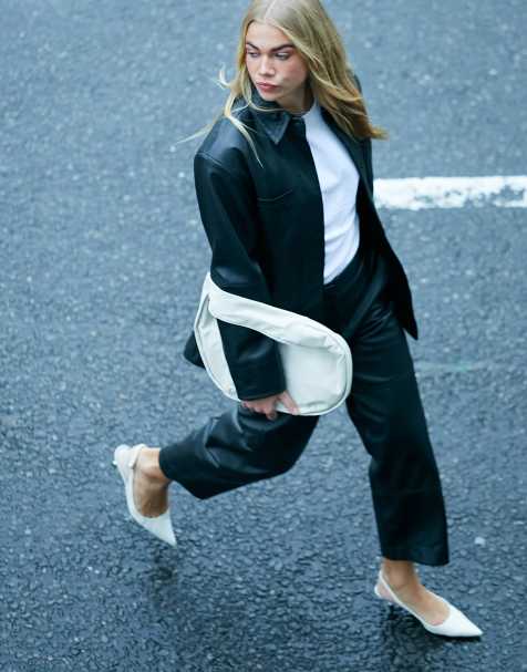 ASOS DESIGN – Czarna dopasowana kurtka premium ze skóry naturalnej, część zestawu - view 1