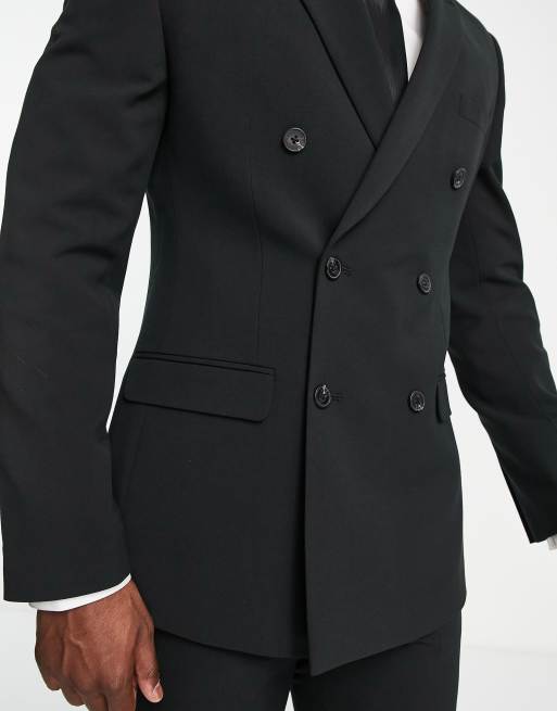 ASOS DESIGN – Czarna dwurzędowa marynarka o bardzo obcisłym kroju, 3 z 4