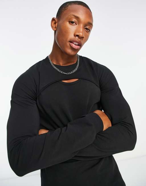 ASOS DESIGN – Czarna dwuwarstwowa bluza o kroju podkreślającym sylwetkę