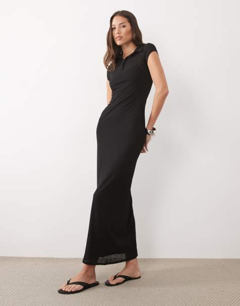 ASOS DESIGN – Czarna dwuwarstwowa sukienka midaxi z krótkimi rękawami - view 1
