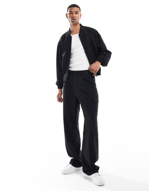 ASOS DESIGN – Czarna elegancka kurtka bomberka, część zestawu, 2 z 5