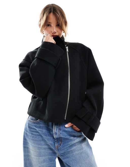 ASOS DESIGN – Czarna elegancka kurtka z wysokim kołnierzem, 4 z 4