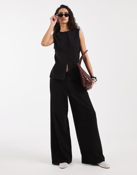 ASOS DESIGN – Czarna fakturowana kamizelka z okrągłym dekoltem, część zestawu - view 1