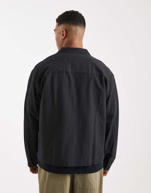 ASOS DESIGN – Czarna, fakturowana koszula o pudełkowym kroju oversize, 3 z 5