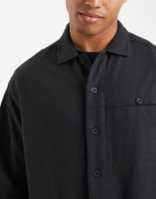 ASOS DESIGN – Czarna, fakturowana koszula o pudełkowym kroju oversize, 5 z 5