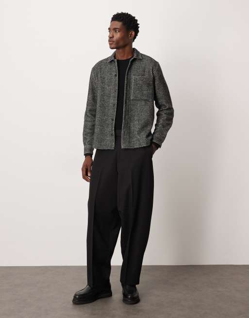 ASOS DESIGN – Czarna fakturowana koszula wierzchnia w jodełkę, 2 z 5