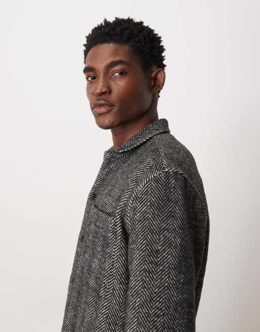 ASOS DESIGN – Czarna fakturowana koszula wierzchnia w jodełkę, 4 z 5