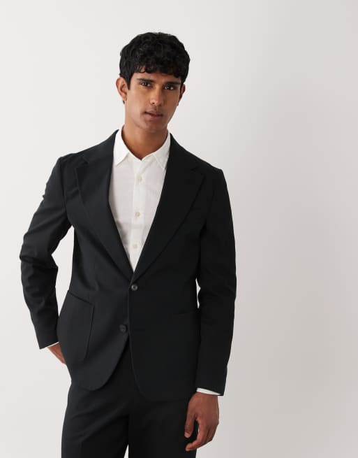 ASOS DESIGN – Czarny, dopasowany garnitur o nieregularnej fakturze przędzy, 2 z 3
