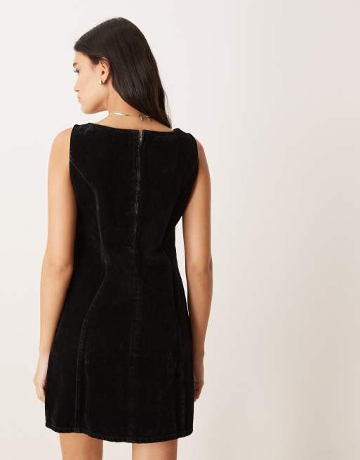 ASOS DESIGN – Czarna flokowana sukienka jeansowa mini, 3 z 4