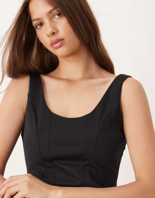 ◎Mimi様◎ ASOS DESIGN – Czarna gorsetowa sukienka mini z obniżonym