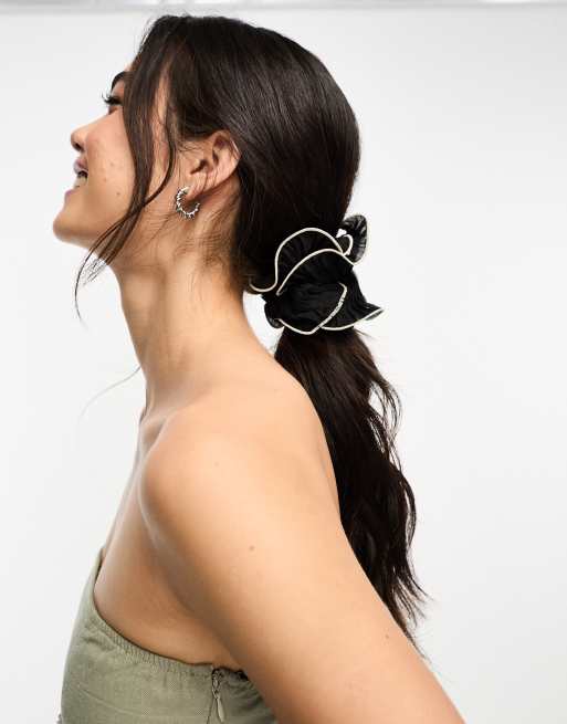 ASOS DESIGN – Czarna gumka do włosów z kontrastowym przeszyciem, 3 z 4