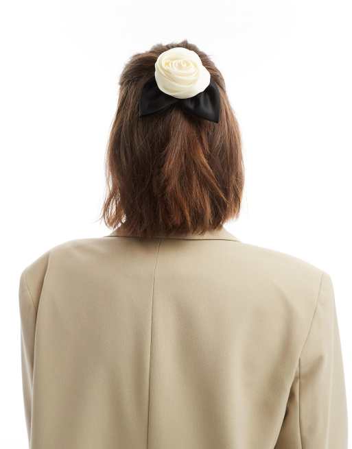 ASOS DESIGN – Czarna gumka do włosów z ozdobnym bukiecikiem, 2 z 4