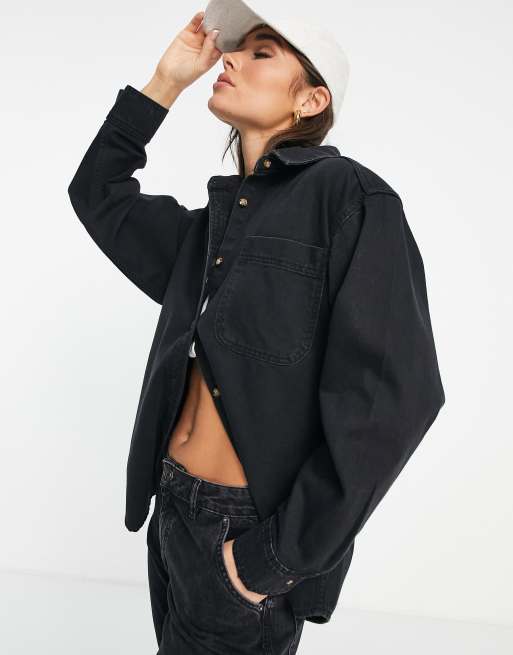 ASOS DESIGN – Czarna jeansowa koszula o klasycznym kroju