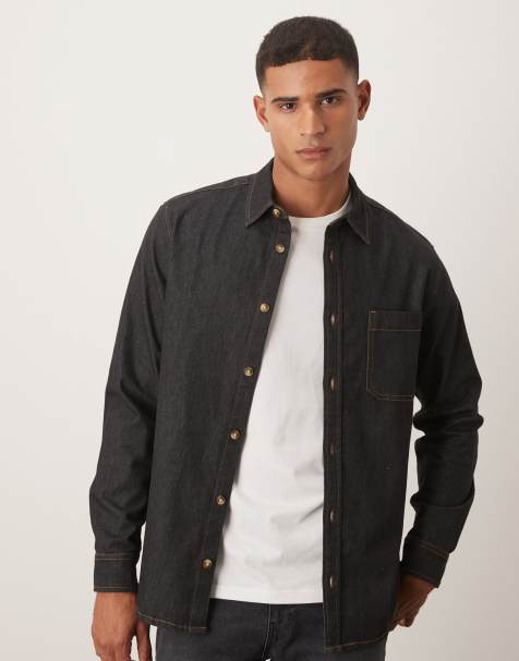 ASOS DESIGN denim overshirt in black
