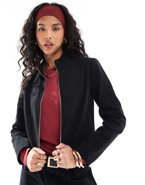 ASOS DESIGN – Czarna jeansowa kurtka motocyklowa o dopasowanym kroju - view 1