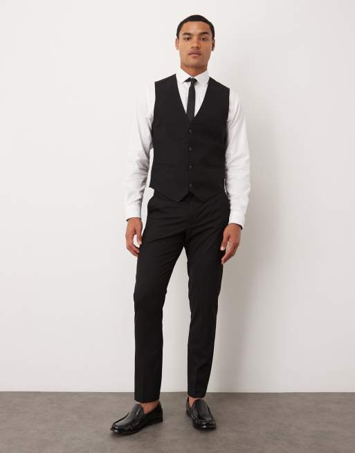 ASOS DESIGN –  Czarna kamizelka garniturowa o dopasowanym kroju, 2 z 5