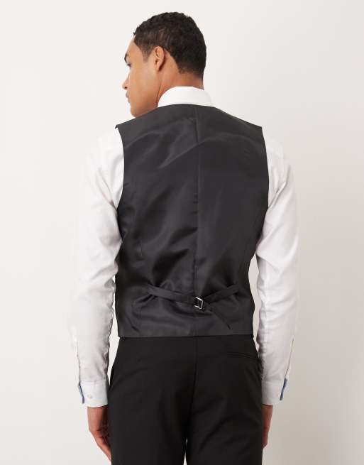 ASOS DESIGN –  Czarna kamizelka garniturowa o dopasowanym kroju, 3 z 5