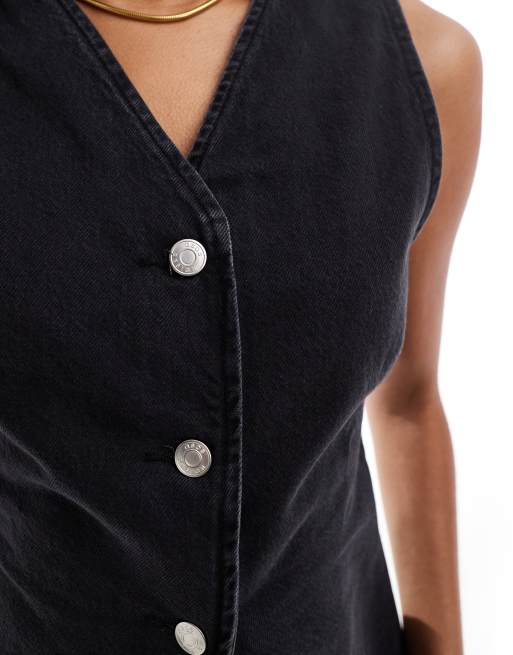 ASOS DESIGN – Czarna kamizelka jeansowa, część zestawu, 3 z 4