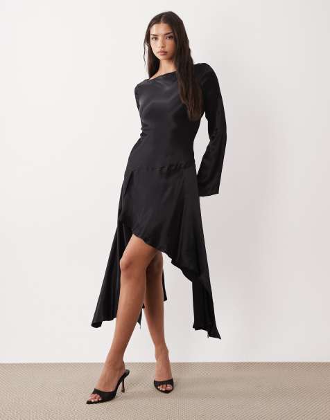 ASOS DESIGN – Czarna kaskadowa sukienka mini z prostym dekoltem - view 1
