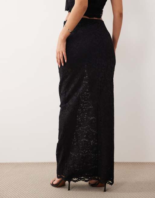 ASOS DESIGN – Czarna koronkowa spódnica maxi, część zestawu, 5 z 5