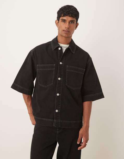 ASOS DESIGN – Czarna koszula jeansowa, część zestawu - view 1