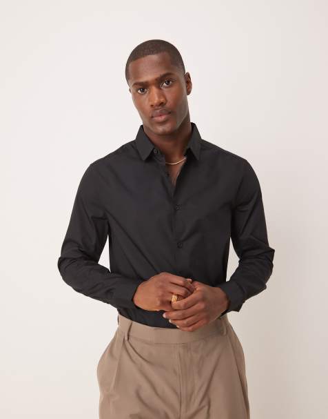 ASOS DESIGN regular shirt in black