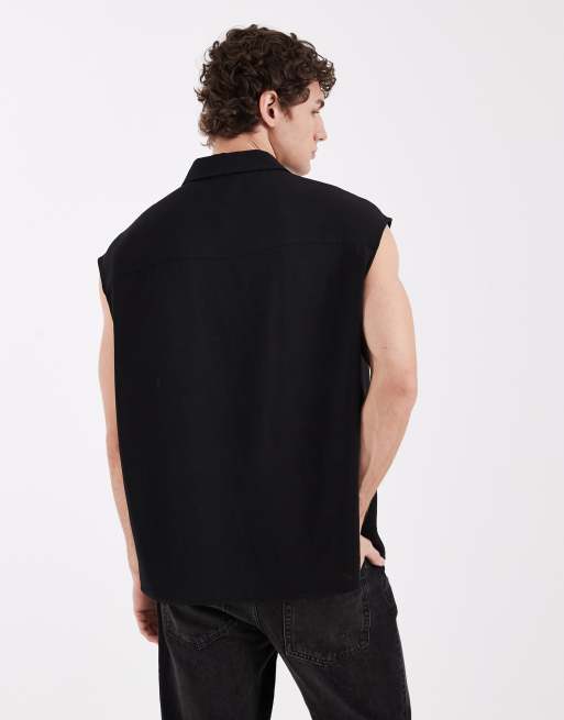 ASOS DESIGN – Czarna koszula oversize bez rękawów, 5 z 5