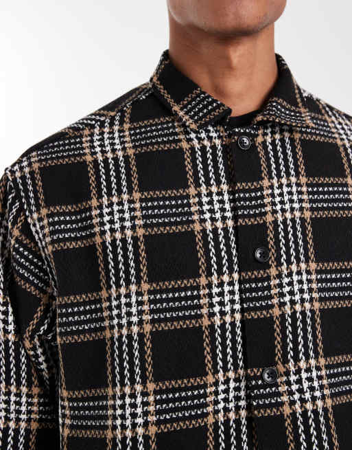 ASOS DESIGN – Czarna koszula oversize o pudełkowym kroju w kratkę, 5 z 5