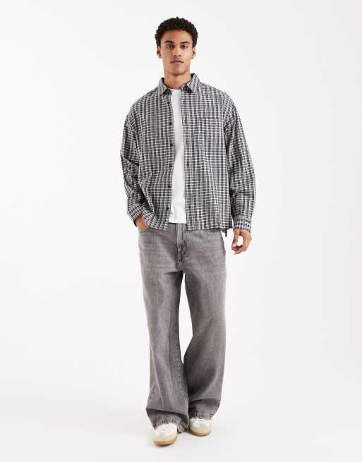 ASOS DESIGN – Czarna koszula oversize typu dad, w kratę, 3 z 5