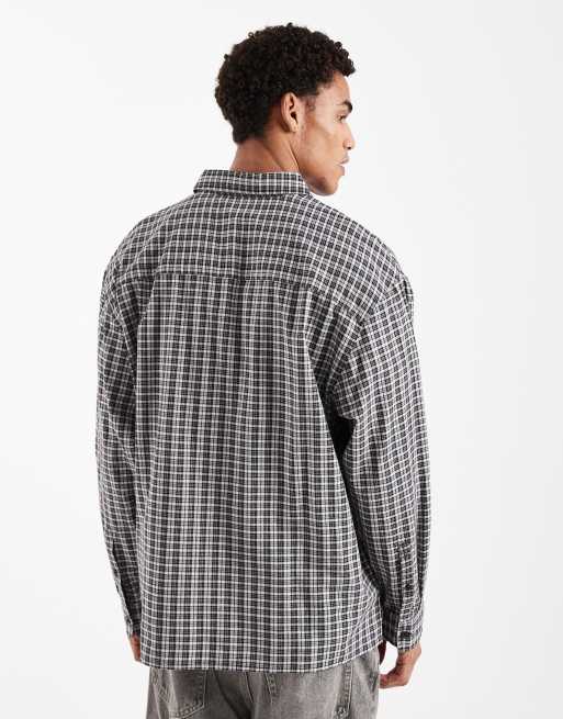 ASOS DESIGN – Czarna koszula oversize typu dad, w kratę, 4 z 5