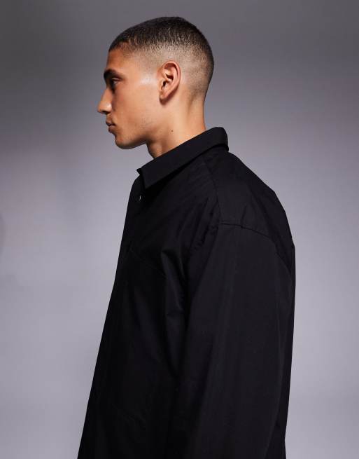ASOS DESIGN – Czarna koszula oversize w stylu roboczym z kieszeniami, 4 z 5