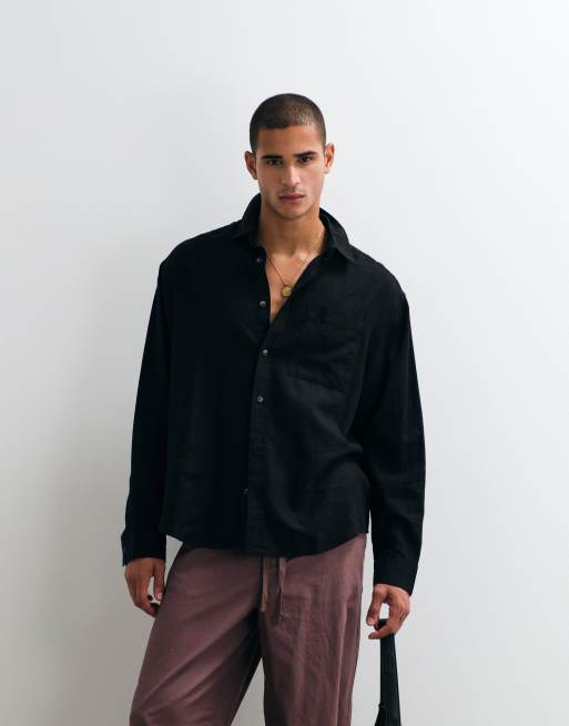 ASOS DESIGN – Czarny lniany zestaw oversize, 6 z 6