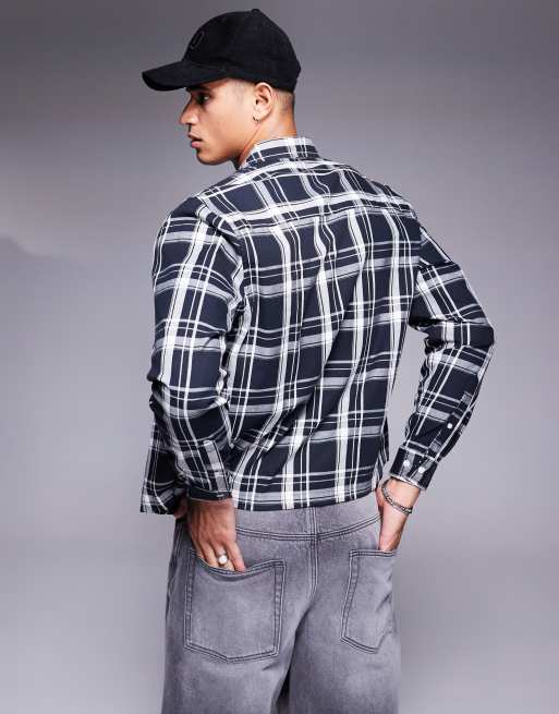 ASOS DESIGN – Czarna koszula w kratkę o pudełkowym kroju, 2 z 4