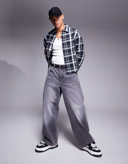ASOS DESIGN – Czarna koszula w kratkę o pudełkowym kroju, 4 z 4