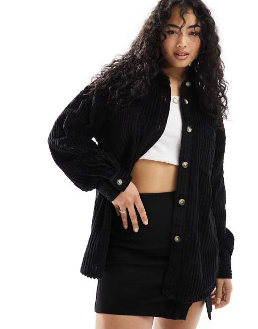 ASOS DESIGN – Czarna koszula wierzchnia z grubego sztruksu