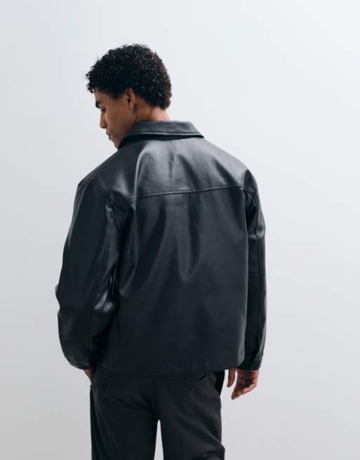 ASOS DESIGN – Czarna koszula wierzchnia z imitacji skóry, 3 z 5