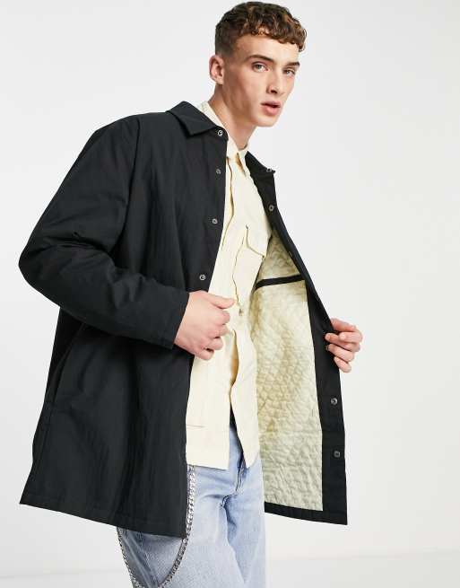 ASOS DESIGN – Czarna koszula wierzchnia z pikowana podszewką
